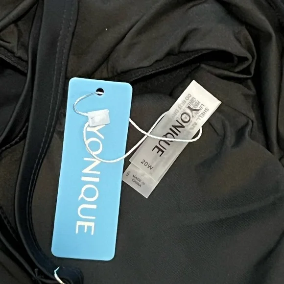 Yonique Women's 2 Piece Black Tankini Modest Loose fit Swimwear Size: 20 Plus - Picture 5 of 7